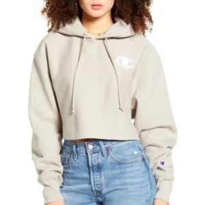 Urban Outfitters x Champion Tan Cropped Hoodie